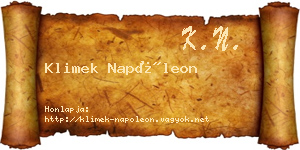 Klimek Napóleon névjegykártya
